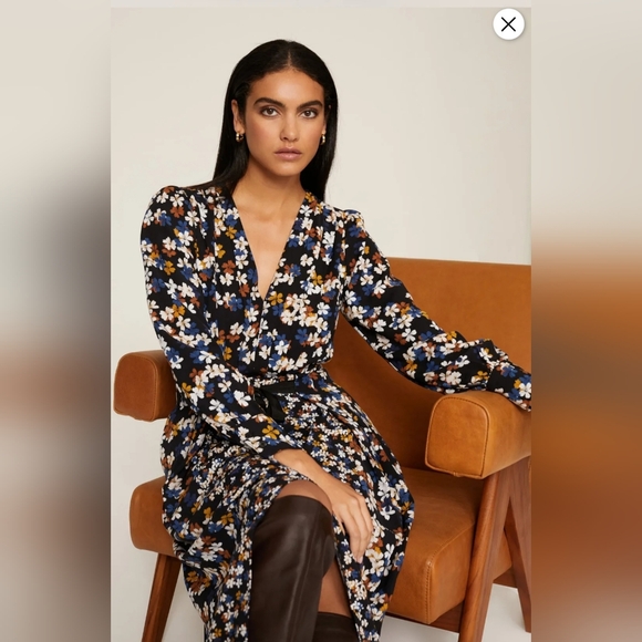 Jason Wu Collective x RTR Floral Tie Waist Long Sleeve Midi A-line Dress Size 6 - Picture 4 of 15